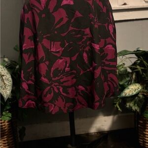 The Limited Black and Pink Floral A-Line Skirt